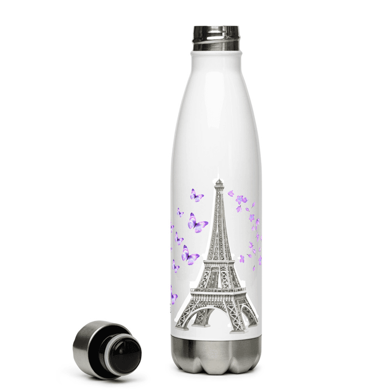 tsgabrielle® • Paris - La Tour Eiffel • Water Bottle • White • Stainless Steel • 17 oz