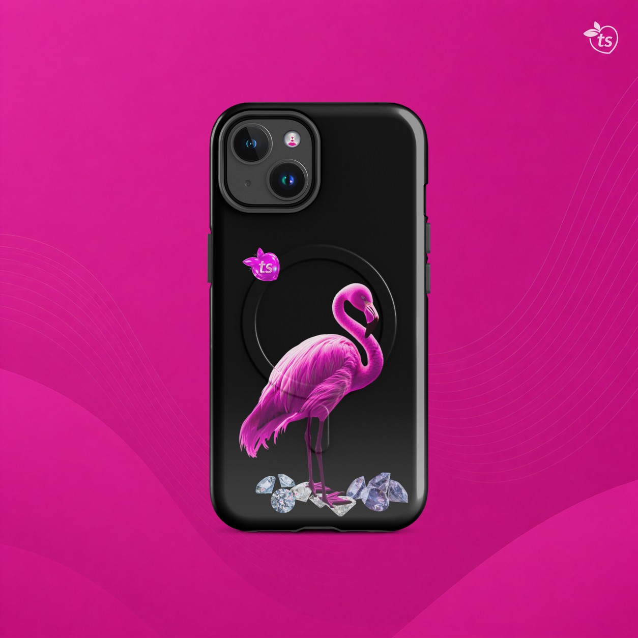 tsgabrielle® • Flamant Rose • coque renforcee compatible avec iPhone® • MagSafe® • modeles recents