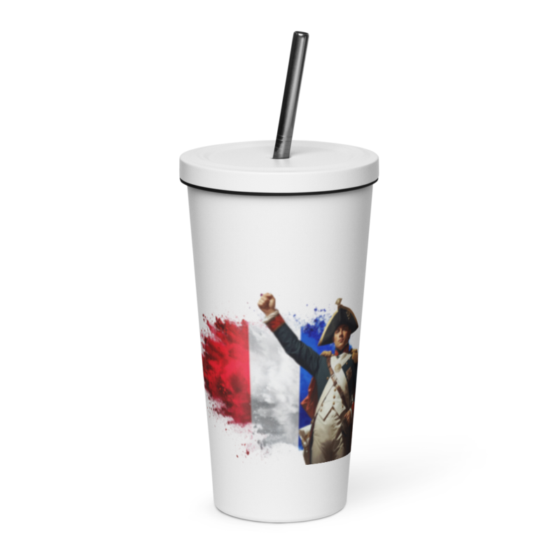 tsgabrielle® • Paris - Napoléon Bonaparte • Gobelet isotherme • Acier inoxydable • Blanc • 20 oz • La Touche Trans Française