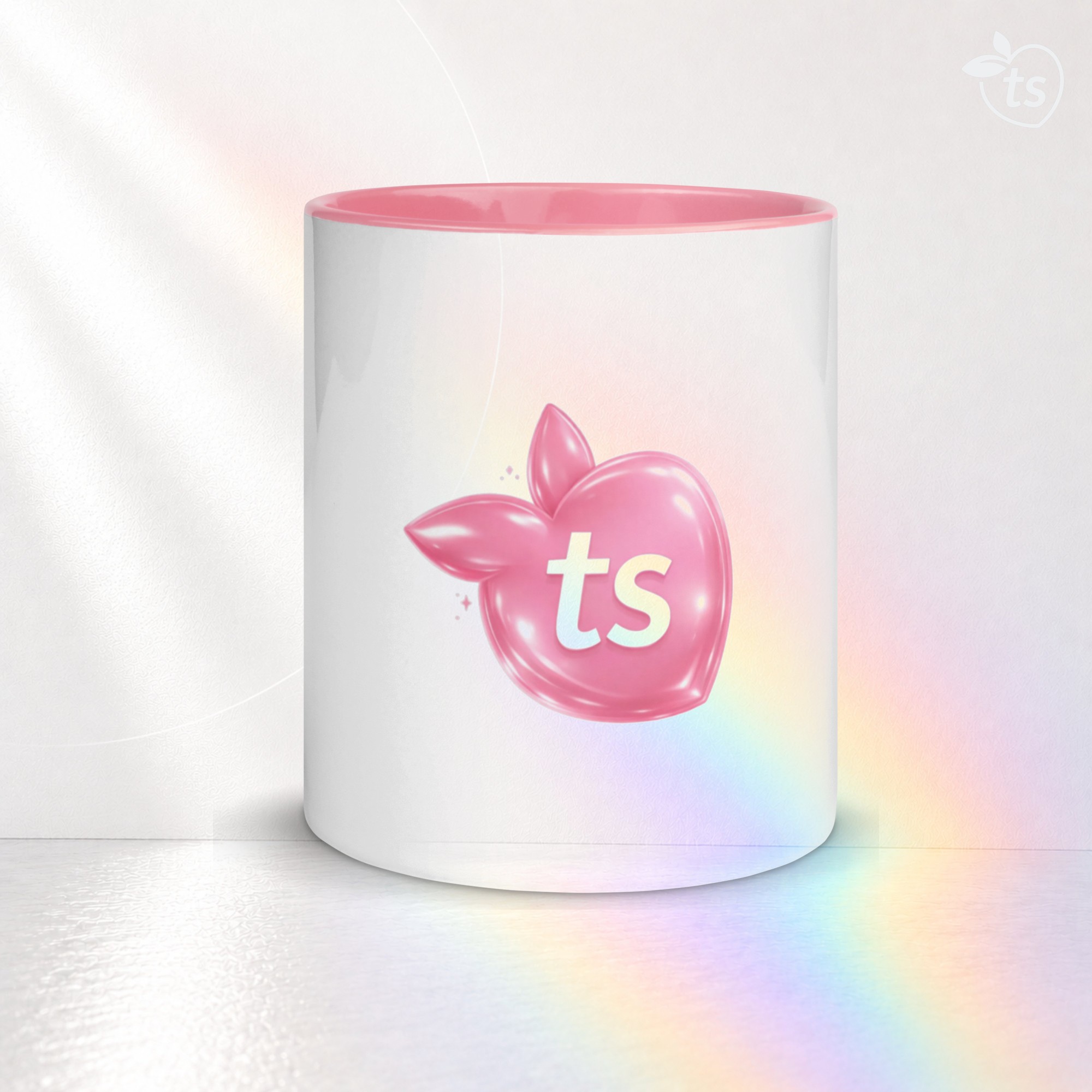 tsgabrielle® • Tasse avec intérieur rose • Céramique • 11 oz